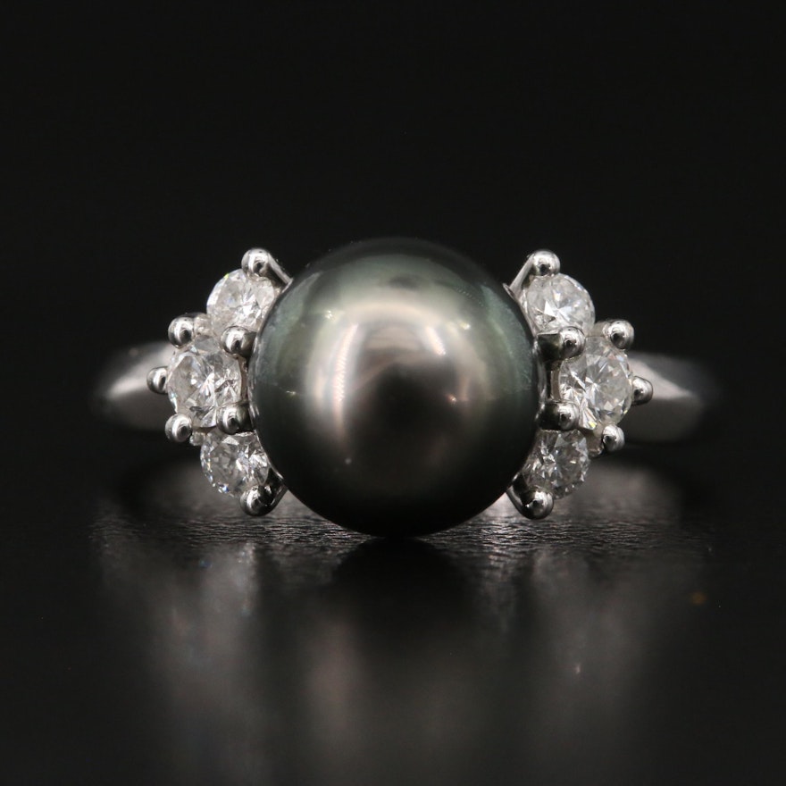 Mikimoto 18K Pearl and Diamond Ring