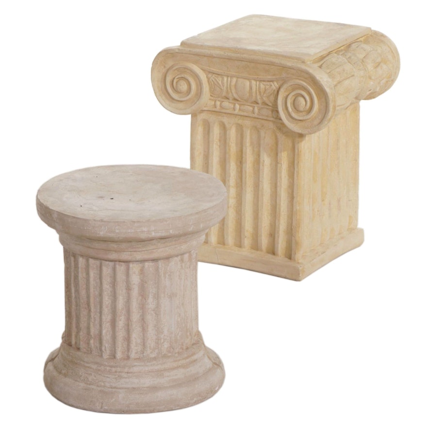 Two Neoclassical Style Composite Pedestal Stands