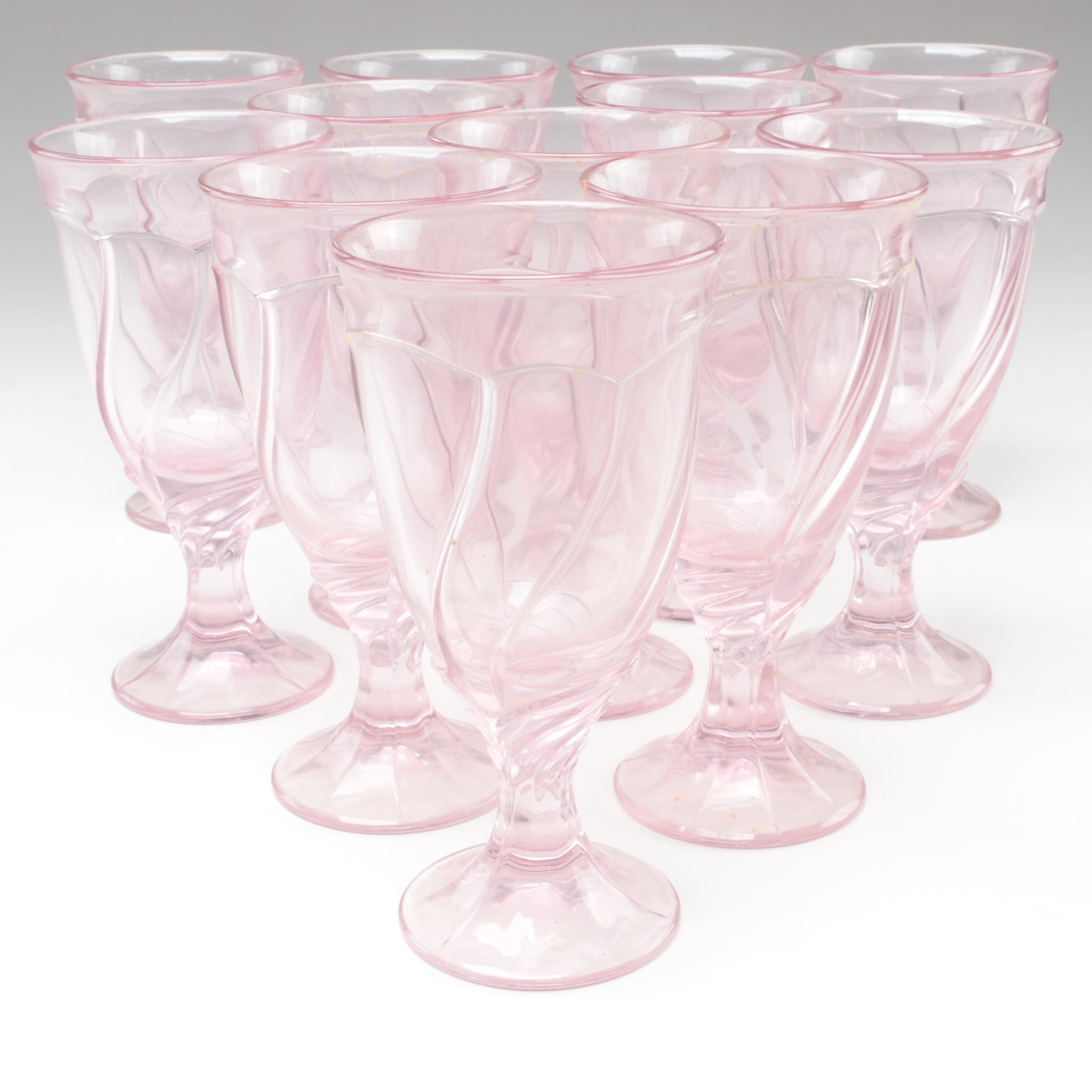 Noritake "Sweet Swirl Pink" Iced Tea and Wine Glasses, 19852000 EBTH