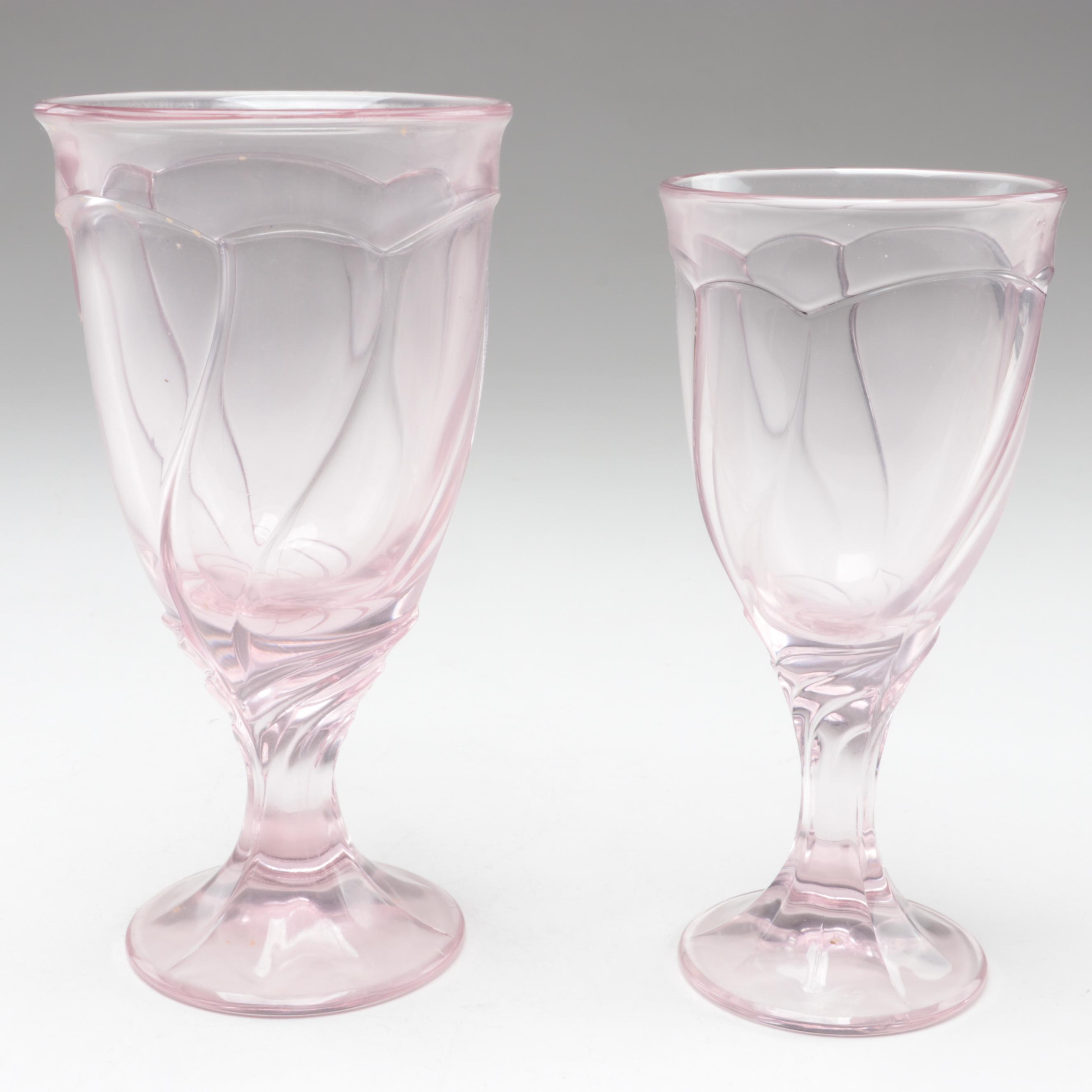 Noritake "Sweet Swirl Pink" Iced Tea and Wine Glasses, 19852000 EBTH