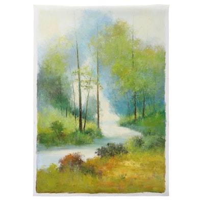 Kingston Large-Scale Oil Painting of Forest Landscape, 21st Century