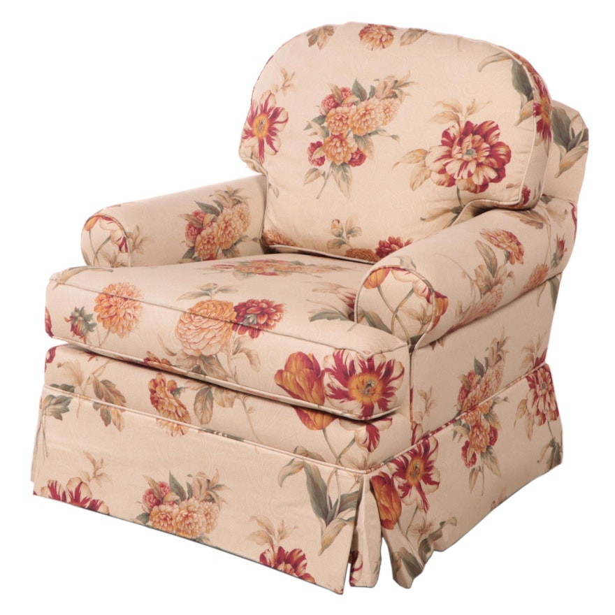 Ethan Allen Botanical Print Custom-Upholstered Armchair
