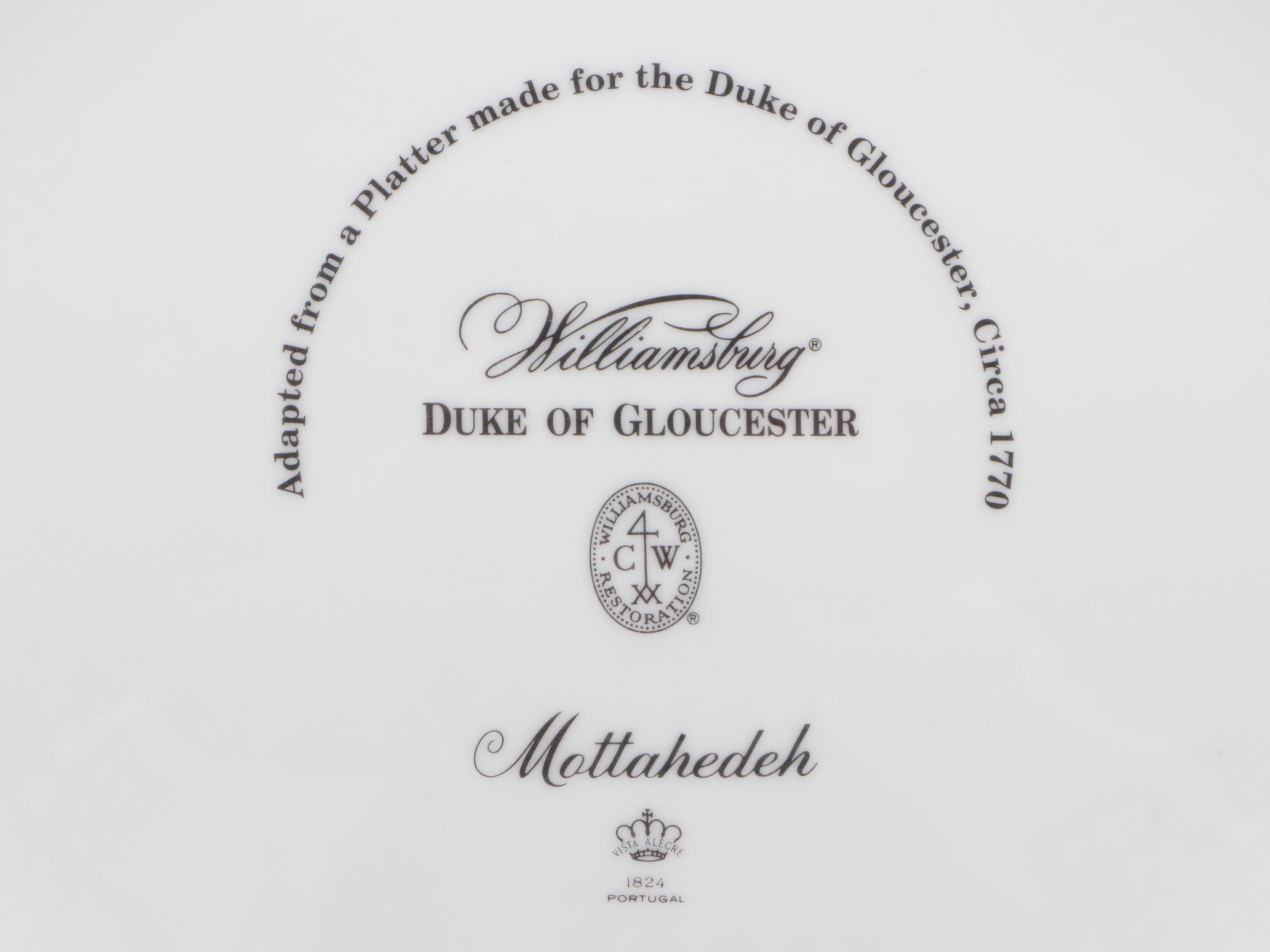 Mottahedeh Williamsburg Restoration "Duke of Gloucester" Serving