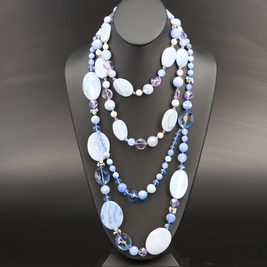 Beaded Necklaces Featuring Agate, Glass and Faux Pearl