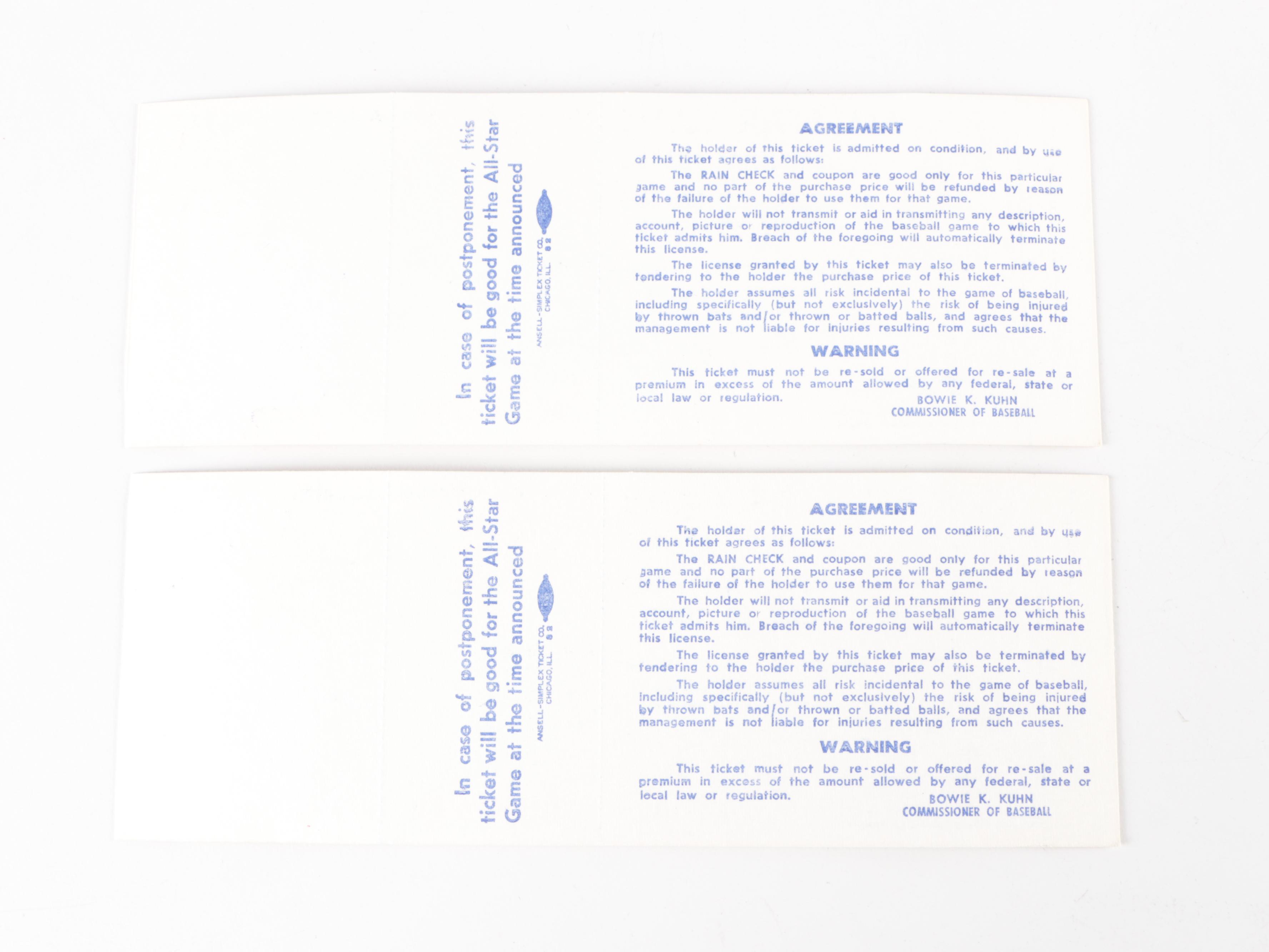 1975 MLB AllStar Game Tickets EBTH