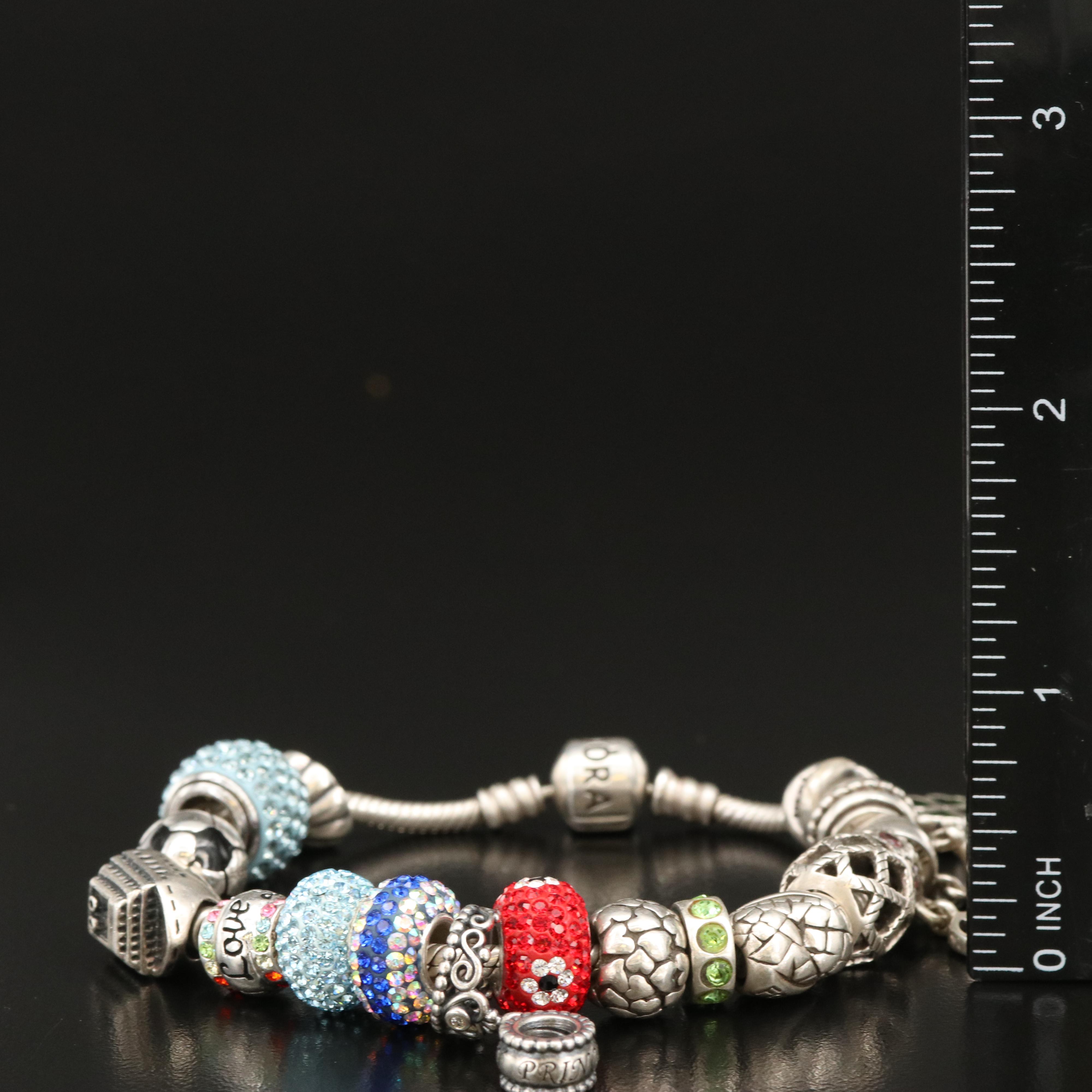 Pandora Sterling Charm Bracelet with Brighton Charms EBTH