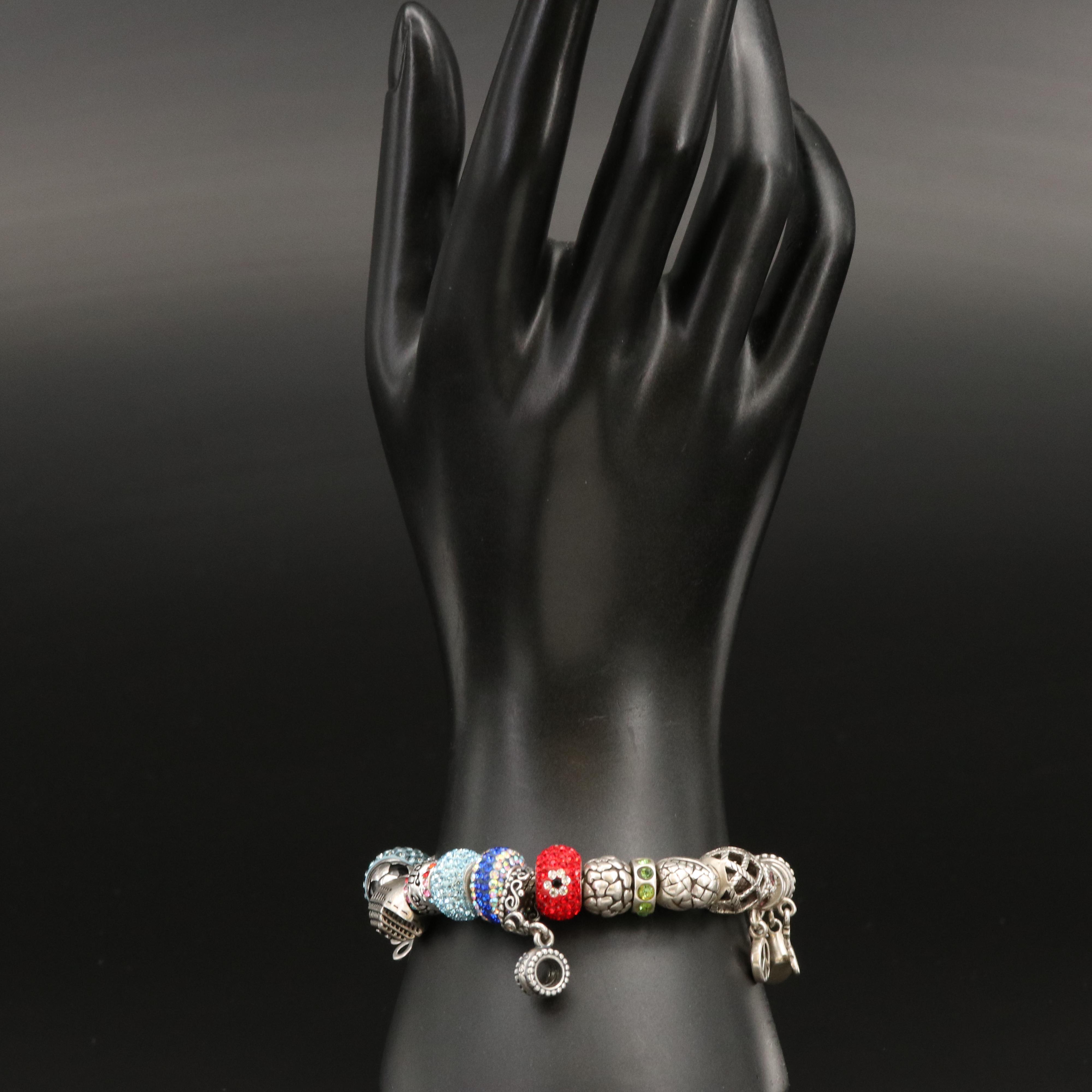 Pandora Sterling Charm Bracelet with Brighton Charms EBTH