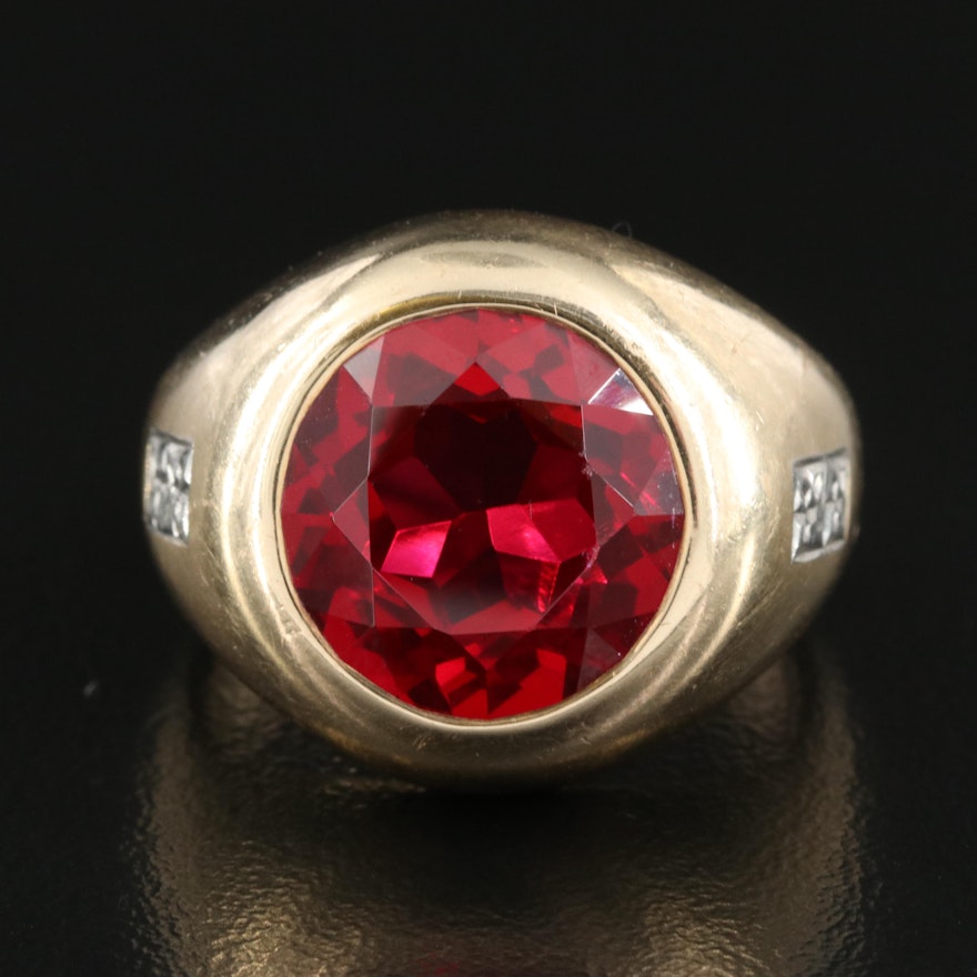 House of Kraus 10K Ruby Ring with Palladium Accents