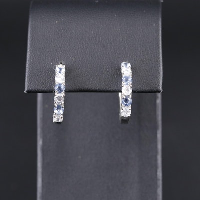 Sterling Silver Tanzanite and Cubic Zirconia Earrings