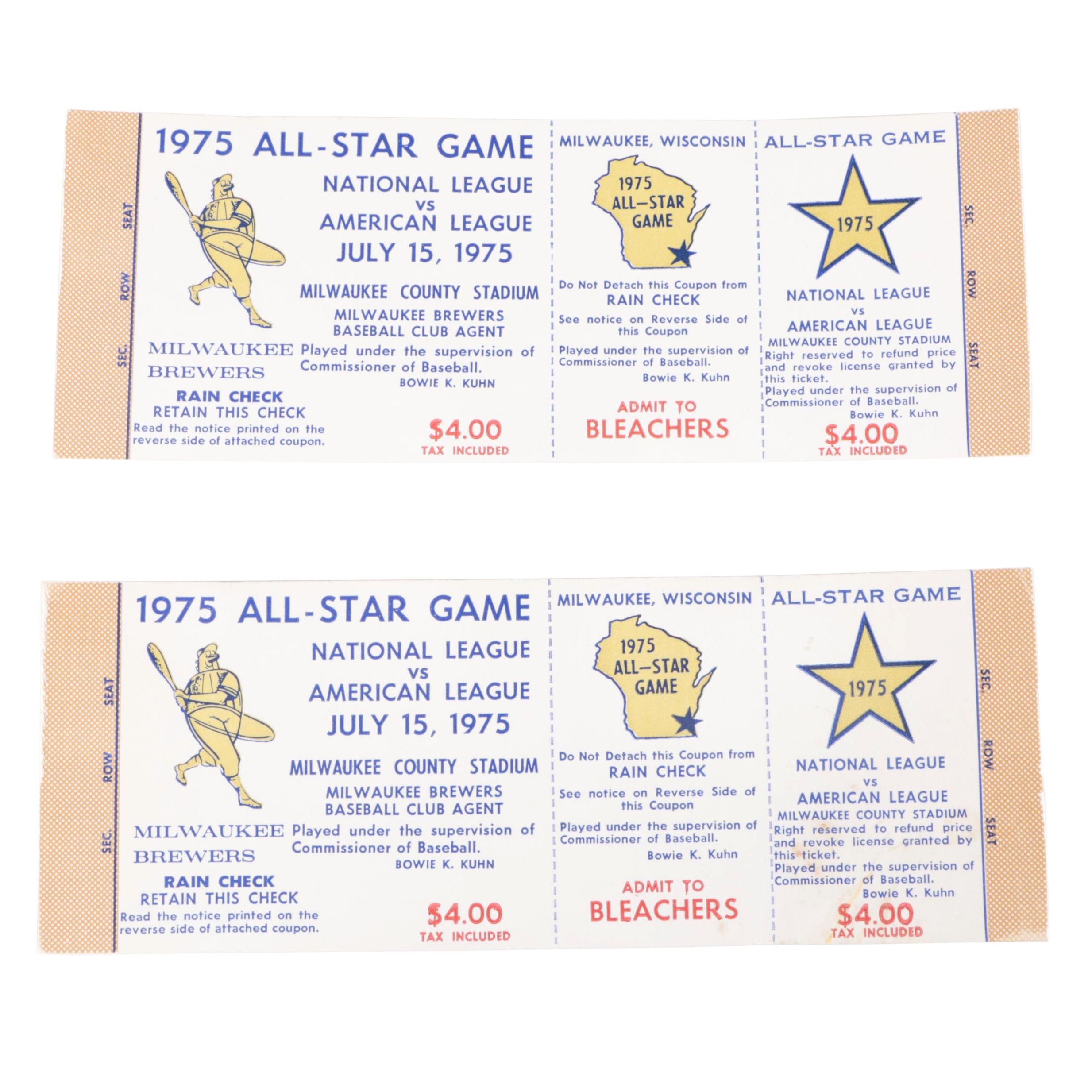 1975 MLB AllStar Game Tickets EBTH