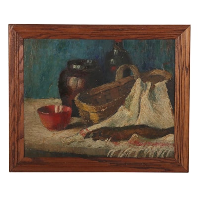 Linna Anetta Crow Double-Sided Still Life Oil Painting, Early-Mid 20th Century