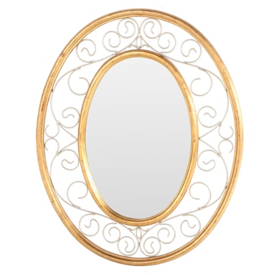 Wire-Mounted Giltwood and Beveled Glass Mirror