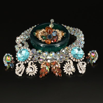 Aurora Borealis Rhinestone and Lucite Jewelry Selection