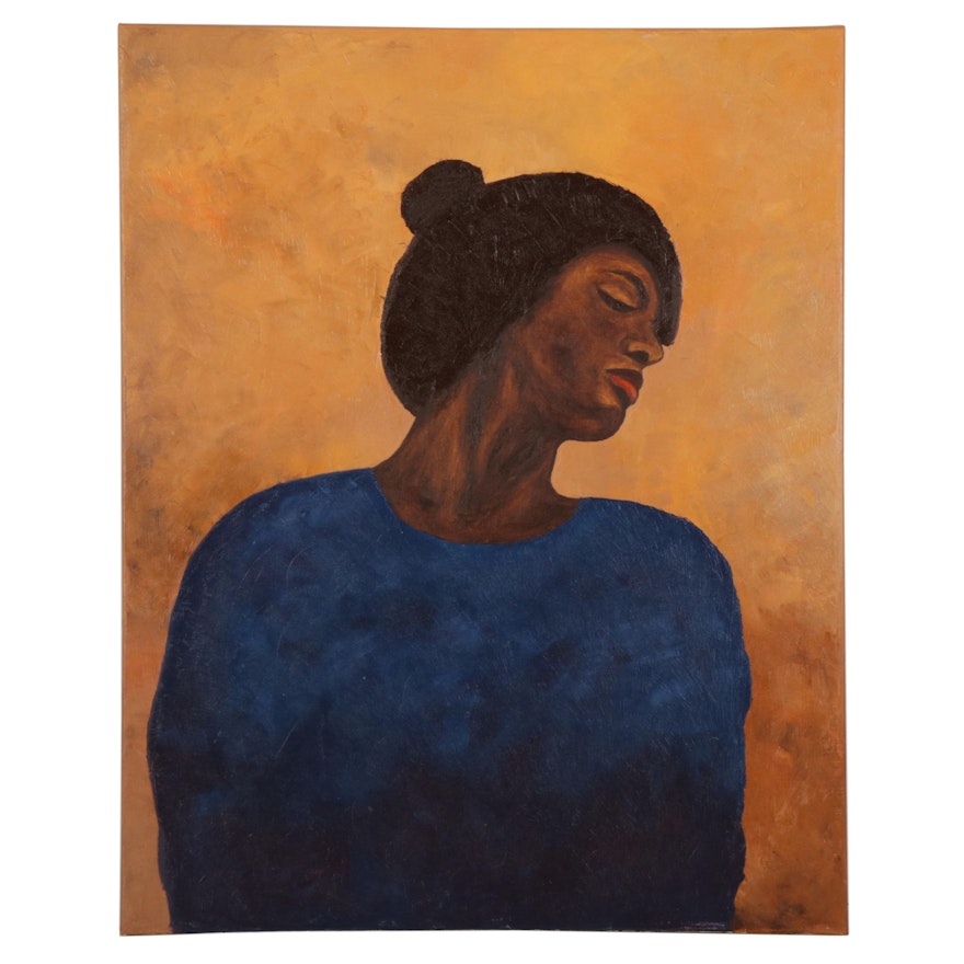 Oluwakemi Omowaire Portrait Oil Painting "Untitled," 21st Century