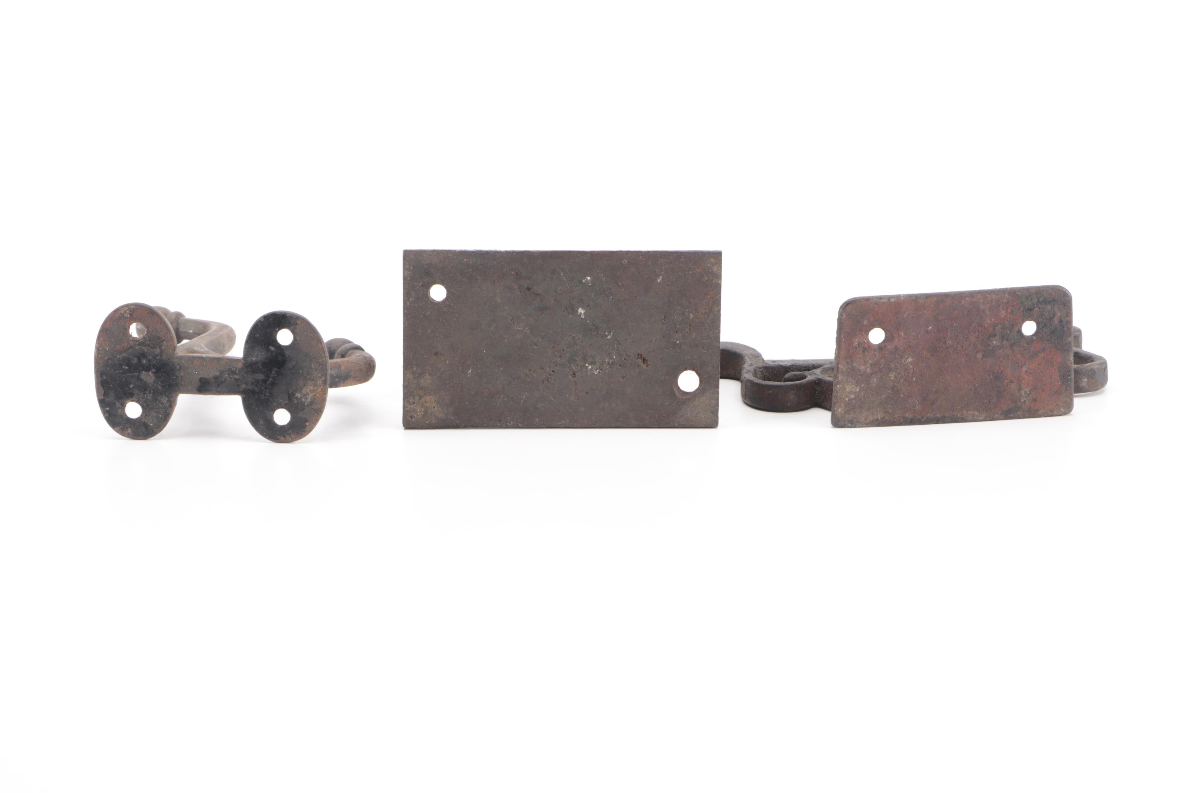 Cast Iron Boot Scraper, Cast Iron Wall Ties, Coat Hook, Sad Iron and