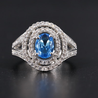 Sterling Topaz and Cubic Zirconia Ring