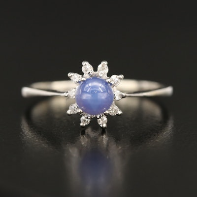 10K Star Sapphire and Diamond Ring