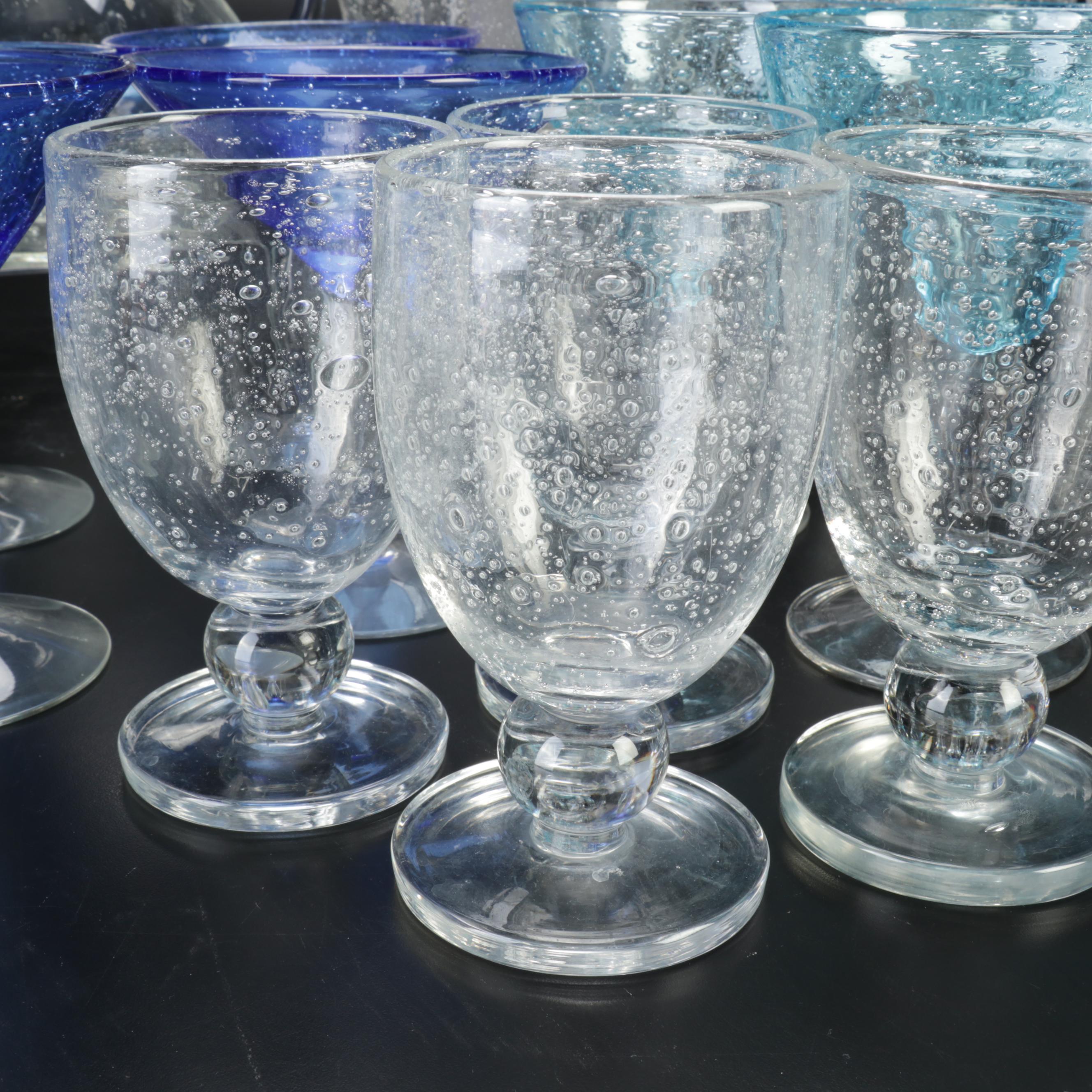 Suspended Bubble Glass Stemware with Pitcher and Bowl EBTH