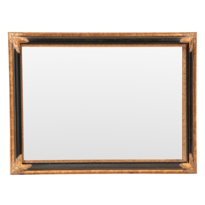 Ebonized and Parcel-Gilt Overmantel Mirror