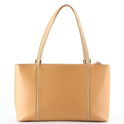 Burberry Tote Bag in Smooth Tan Leather with House Check Lining