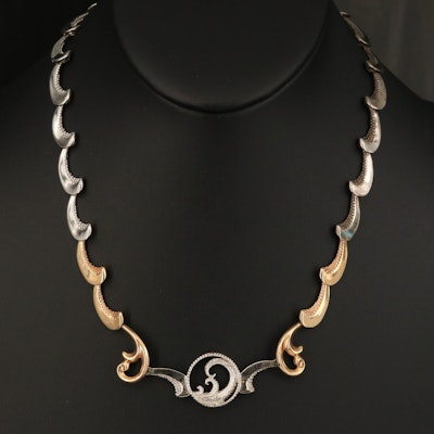 Sterling Necklace with 14K Accents and Sterling Earring Jackets