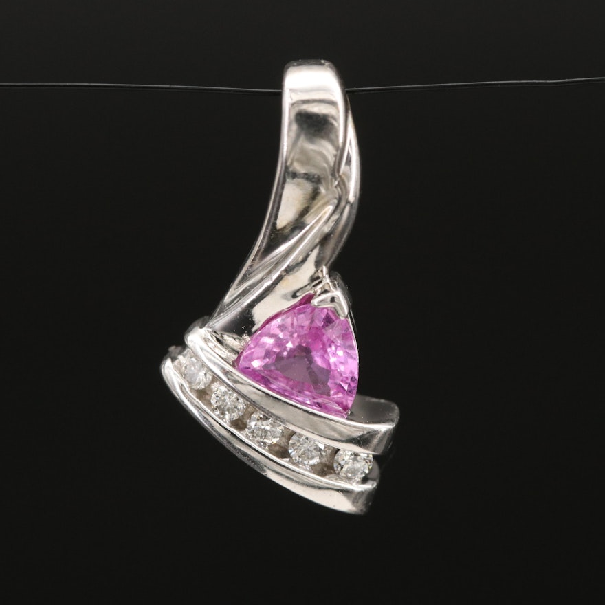 14K Pink Sapphire and Diamond Pendant