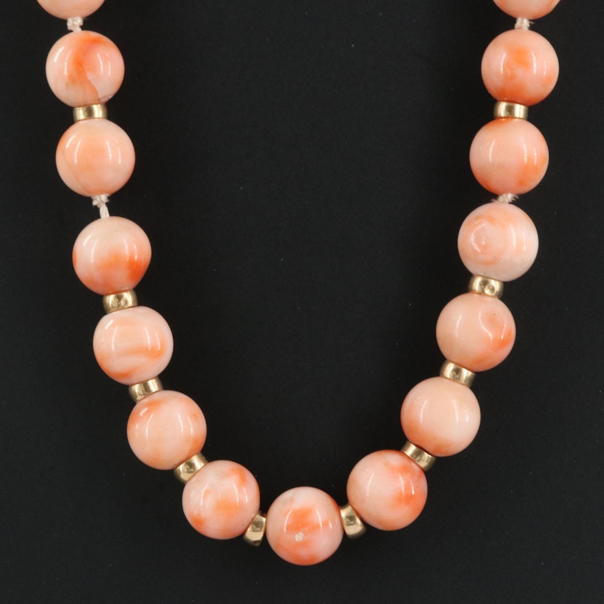 14K and Coral Bead Necklace