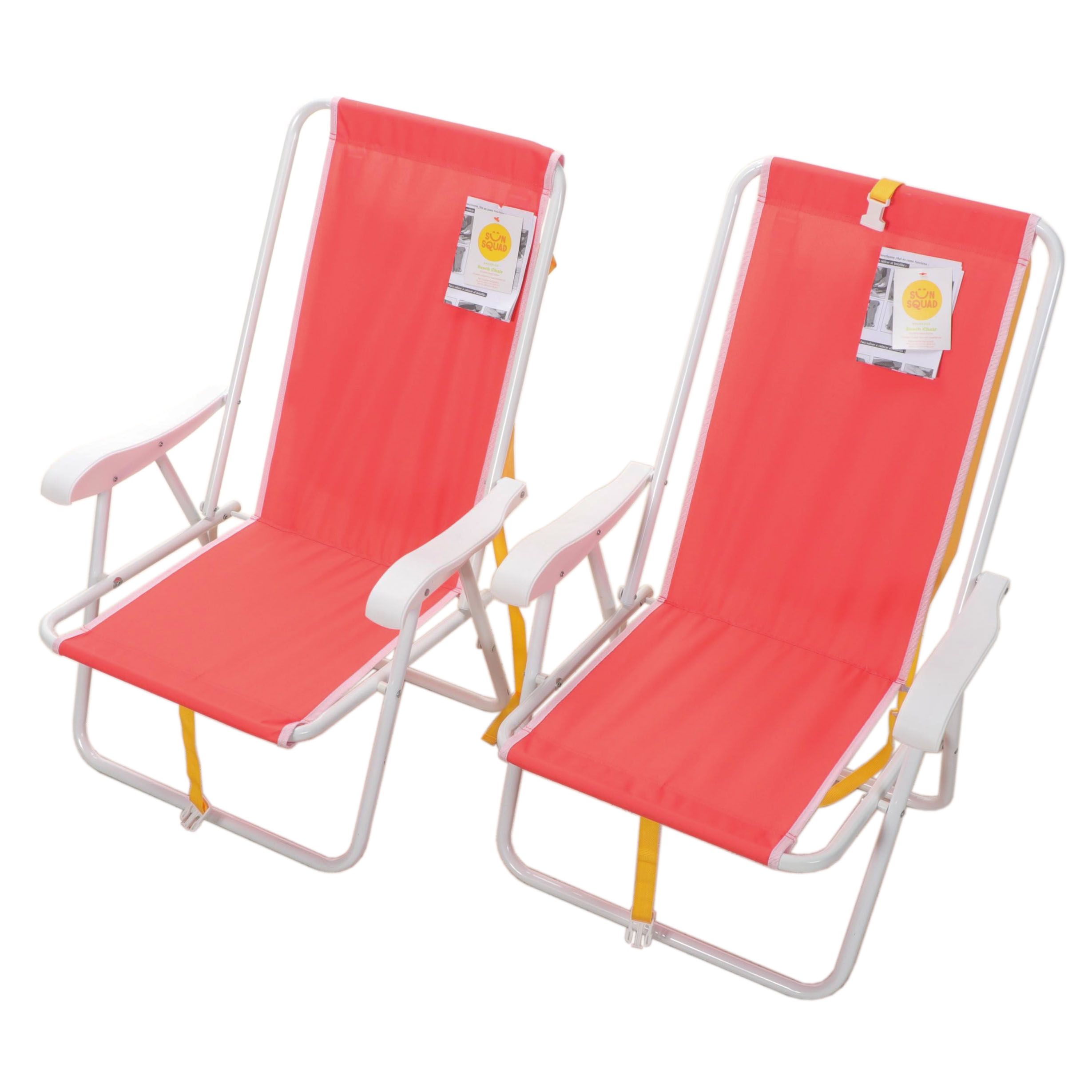 Pair of Sun Squad Folding Beach Chairs with Removable Backpacks EBTH