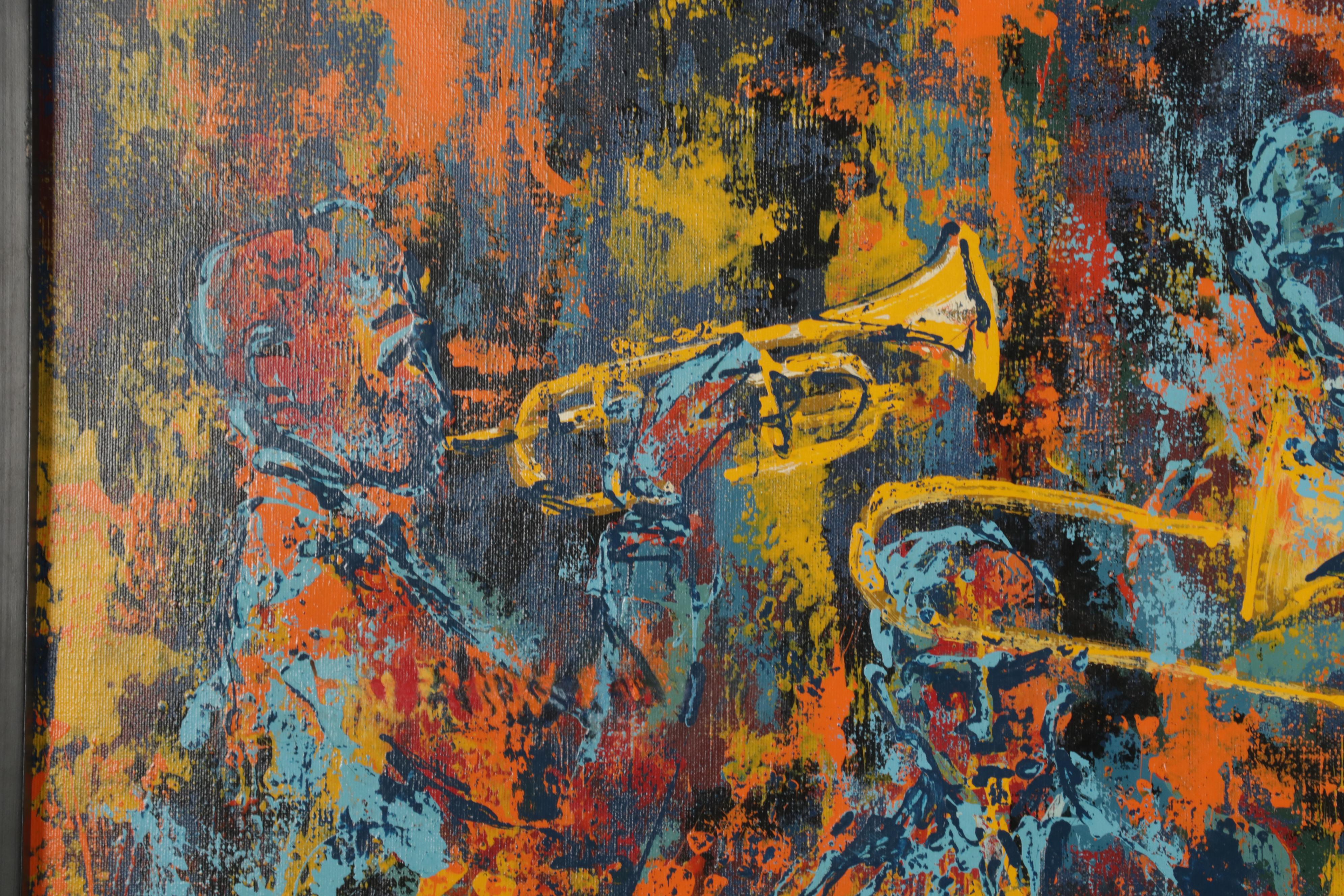 Jack Lauder Modernist Oil Painting of Jazz Ensemble EBTH