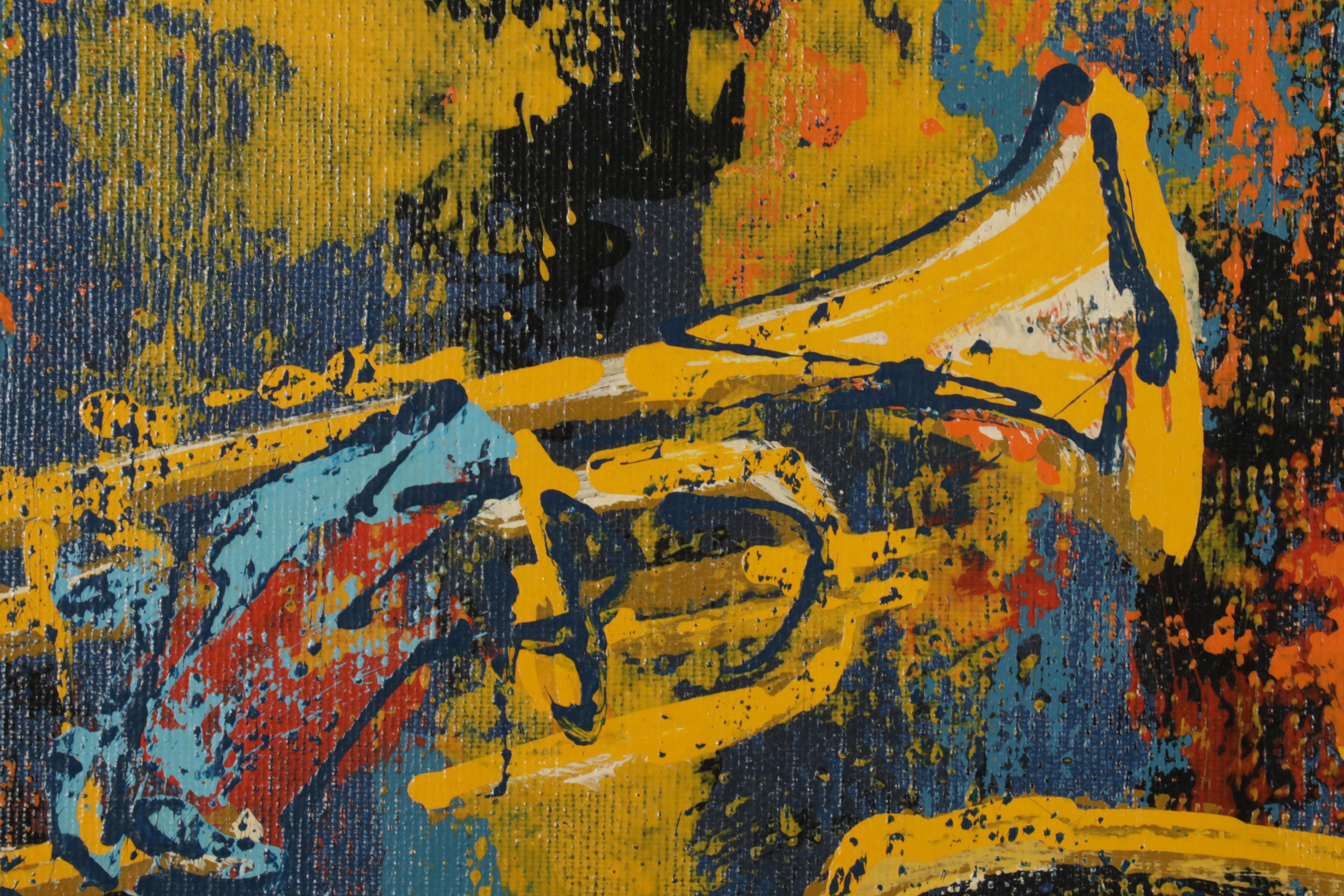 Jack Lauder Modernist Oil Painting of Jazz Ensemble EBTH