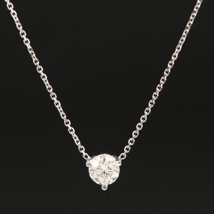 14K 0.60 CT Diamond Necklace with GIA Report