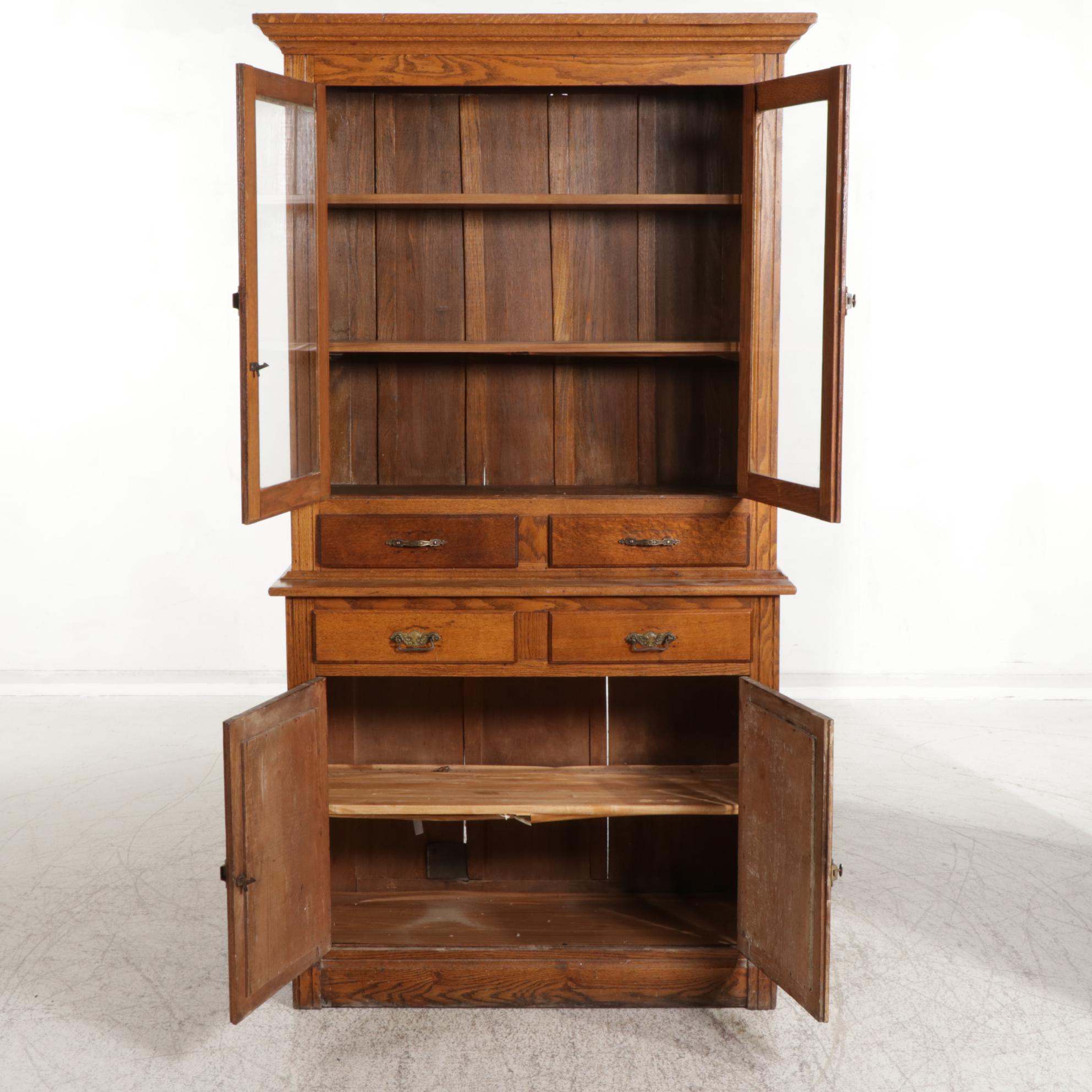 Late Victorian Oak TwoPiece China EBTH