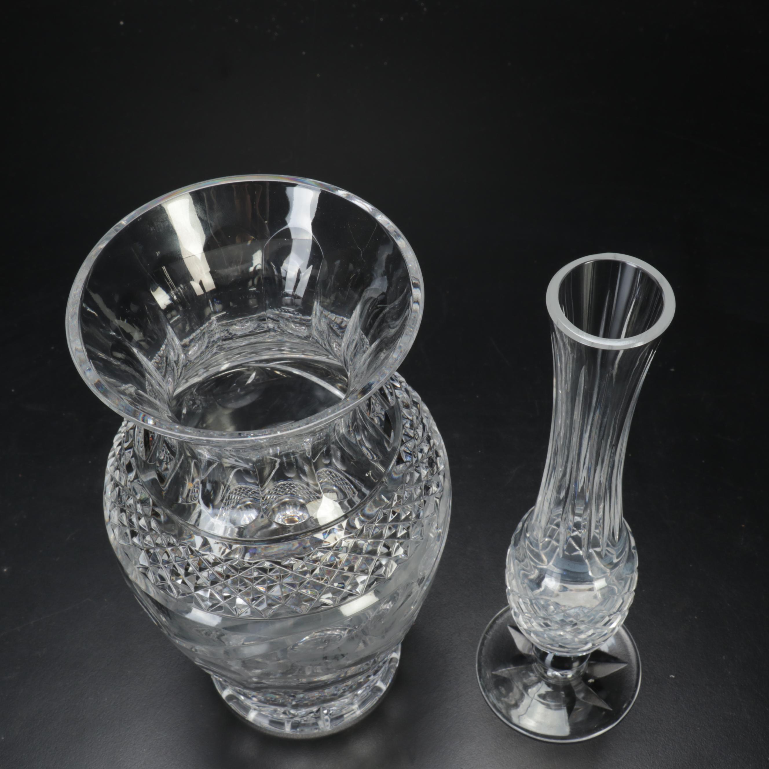 Waterford Crystal Vase and Footed Bud Vase, Late 20th Century EBTH