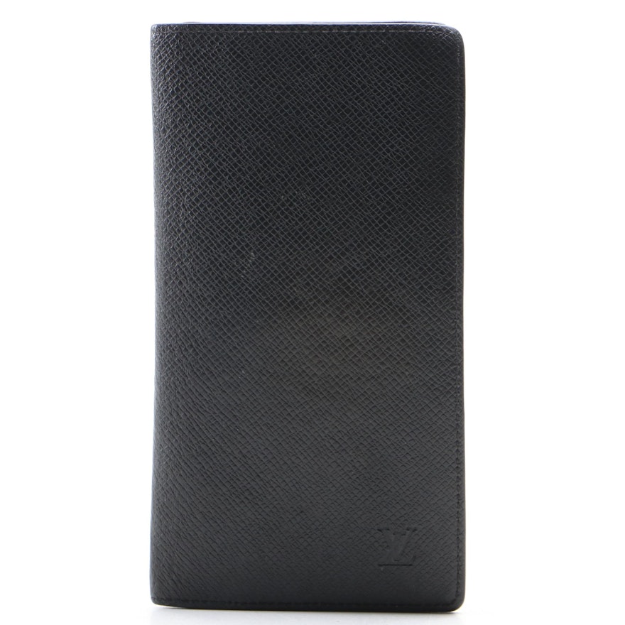 Louis Vuitton Bifold Long Wallet in Black Taïga Leather