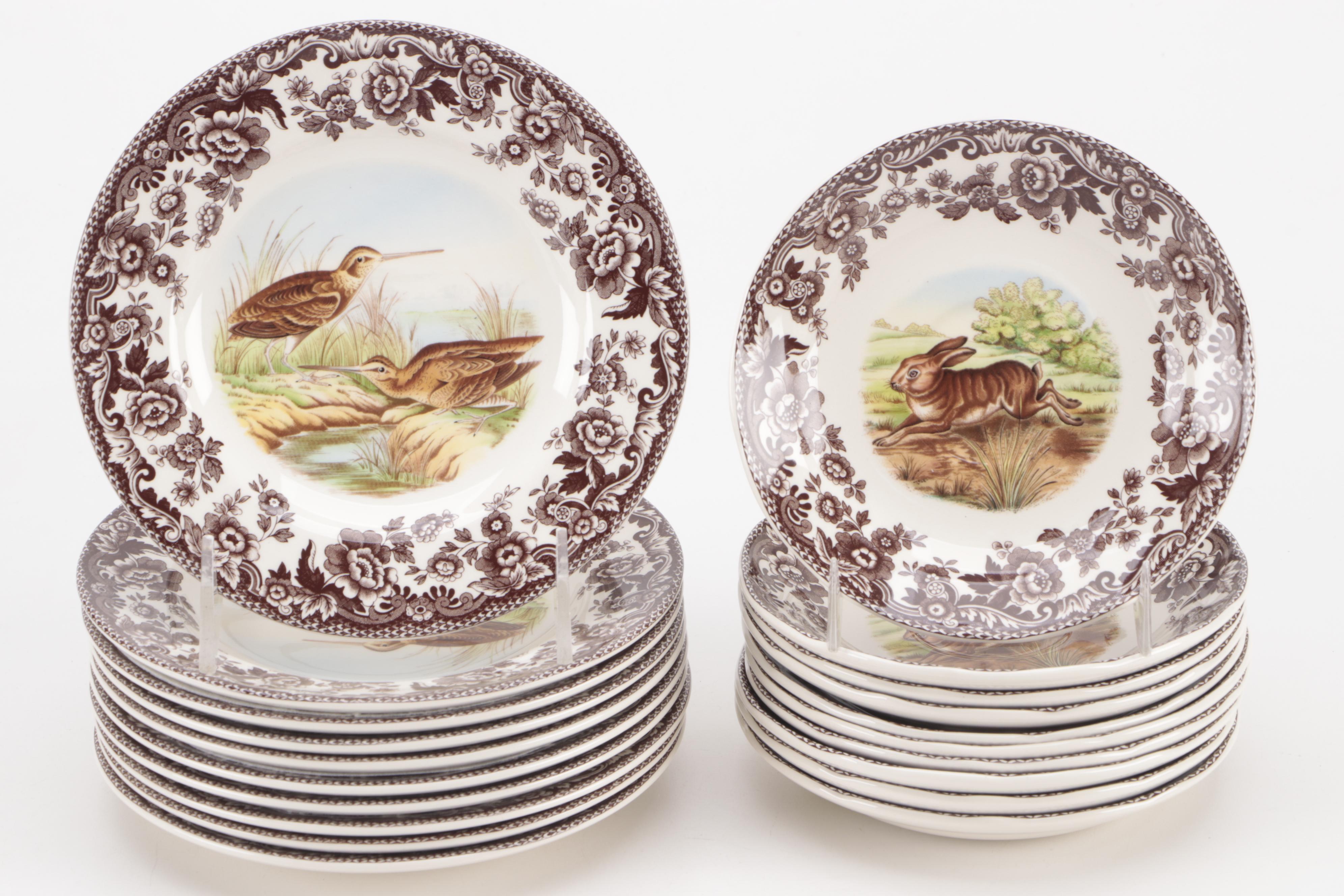 Spode "Woodland" Dinnerware and Flat Cups with Saucers EBTH