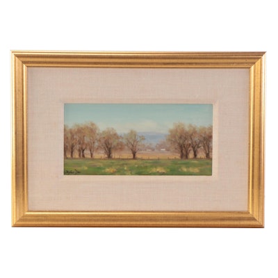 Stephen Day Landscape Oil Painting "Early Spring View," 1999