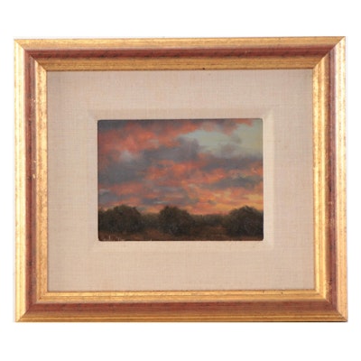 Stephen Day Landscape Oil Painting "Summer Morning Sky," 1994