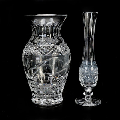 Waterford Crystal Vase and Footed Bud Vase, Late 20th Century