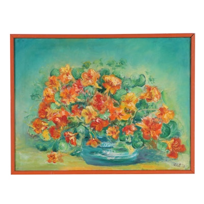 Ruch Floral Still Life Oil Painting, 1976