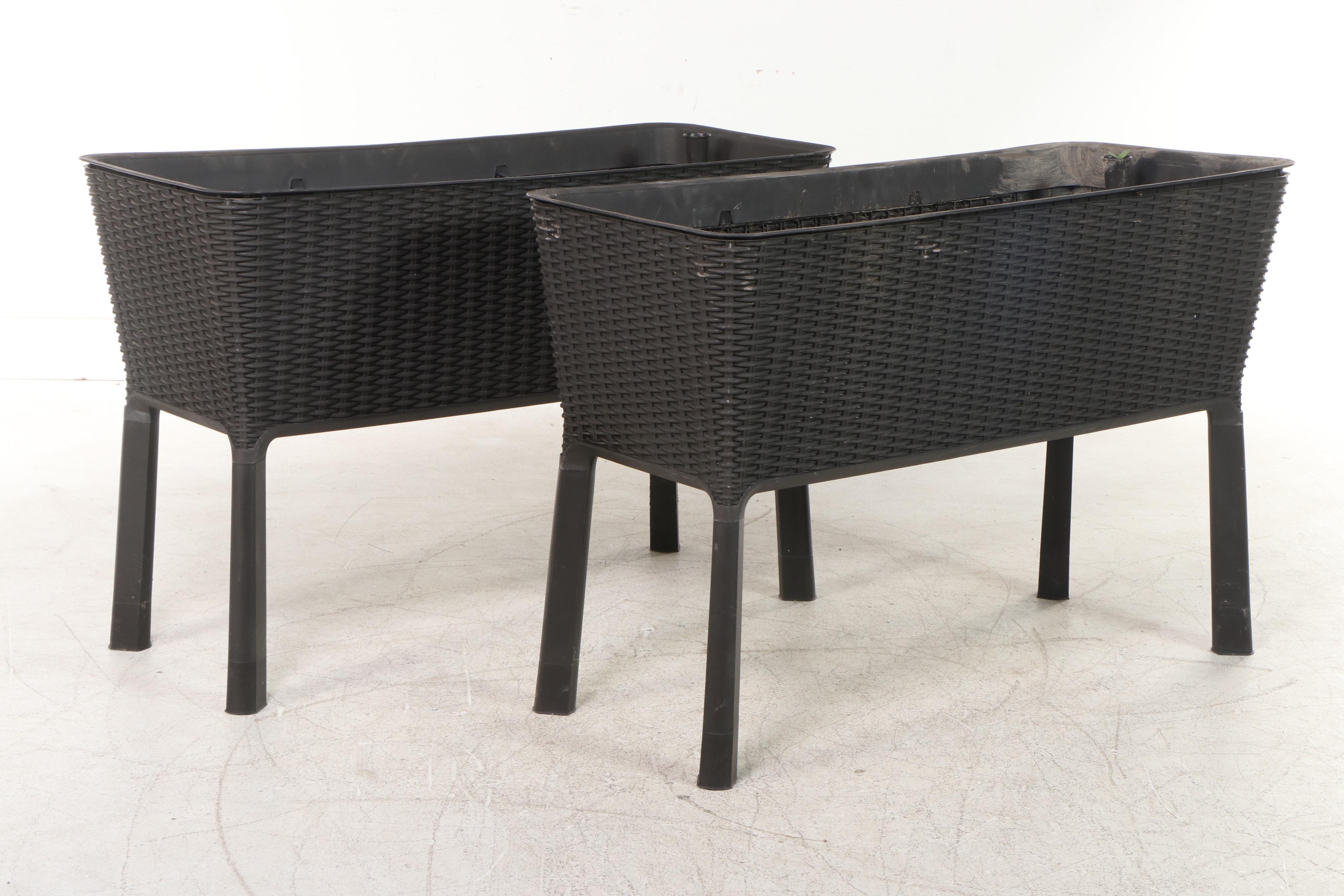 Two Keter Easy Grow PE Rattan Raised Bed Planter Troughs | EBTH