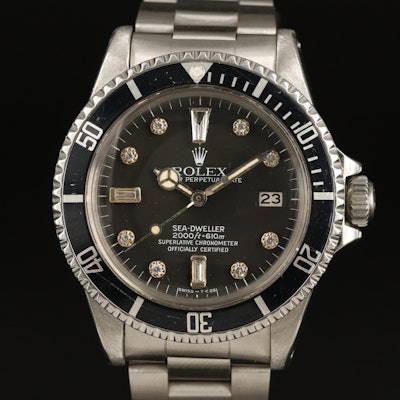 1980 Rolex Sea-Dweller Custom Diamond Dial Wristwatch