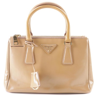 Prada Galleria Small Bag in Cammeo Saffiano Vernice Leather