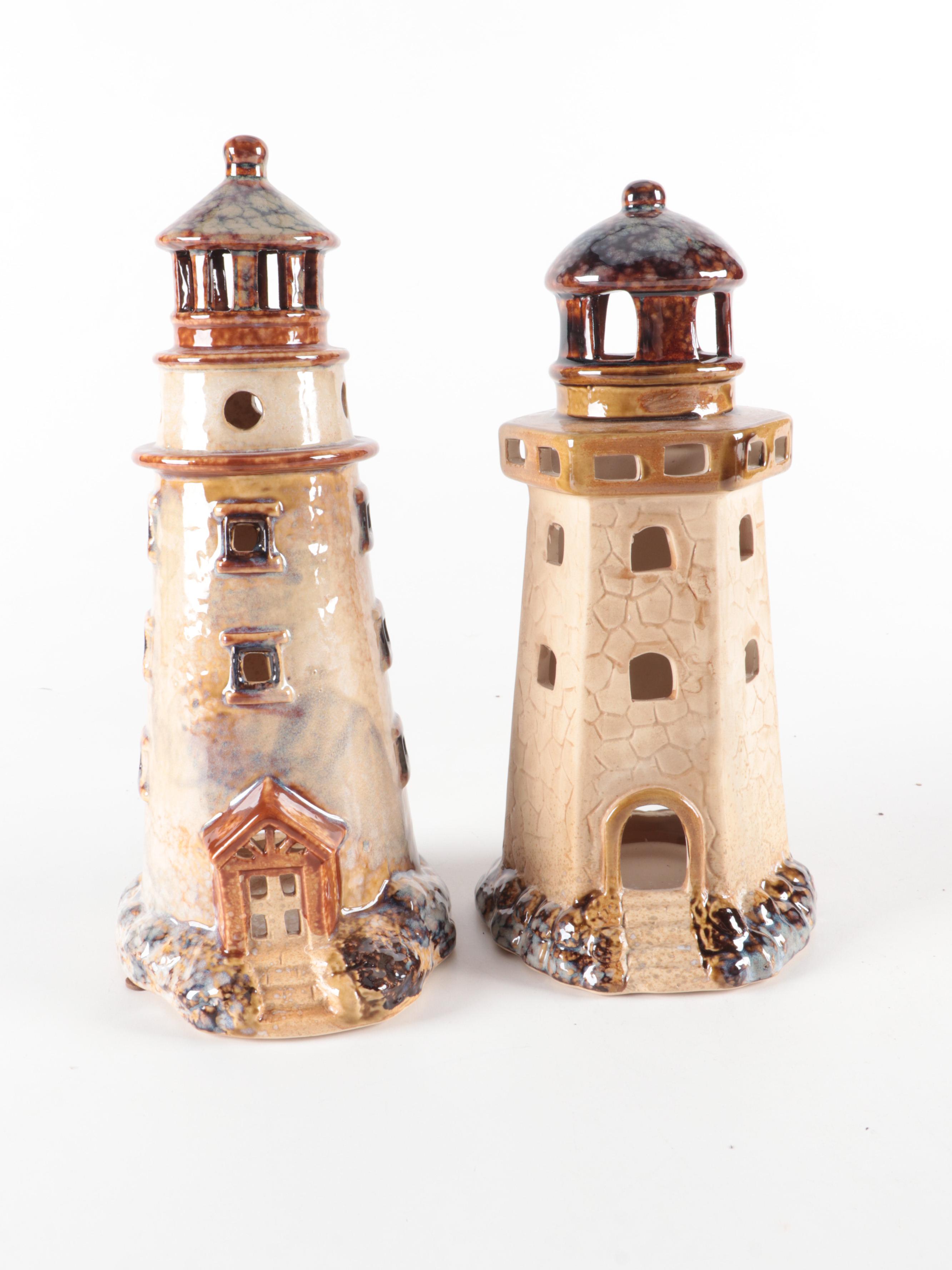 Ceramic Candle Holder Lighthouses with Stained Glass Lighthouse Lamp EBTH