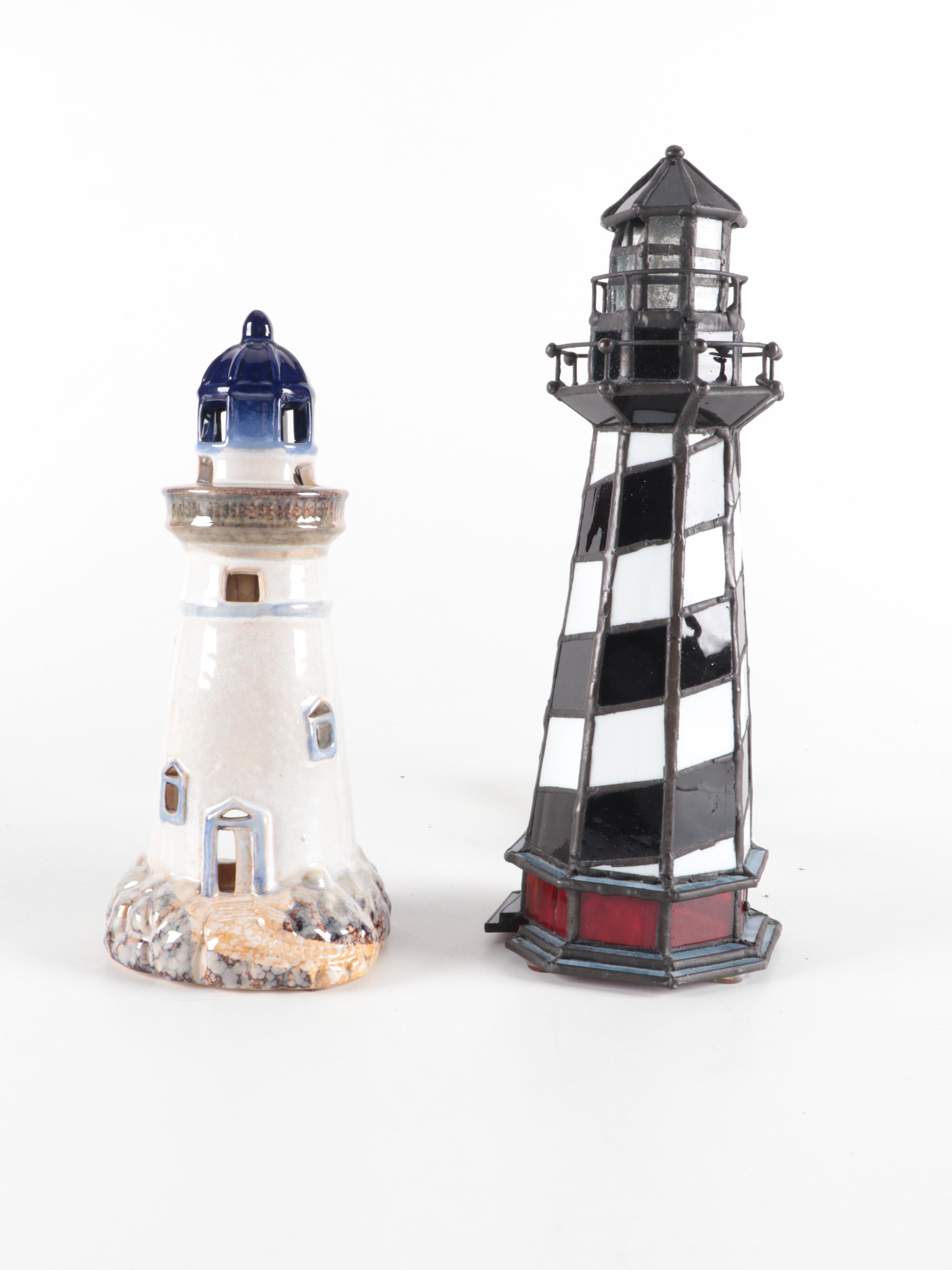 Ceramic Candle Holder Lighthouses with Stained Glass Lighthouse Lamp EBTH