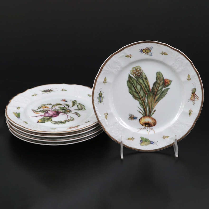 Hand-Painted Anna Weatherley "Antique Vegetables" Plates