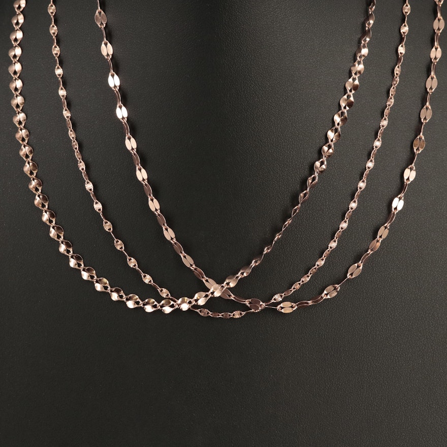 Sterling Fancy Link Chain Grouping Including Italian