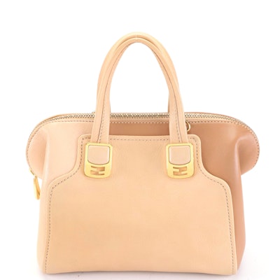 Fendi Handbag in Beige/Tan/Brown Smooth and Grain Leather