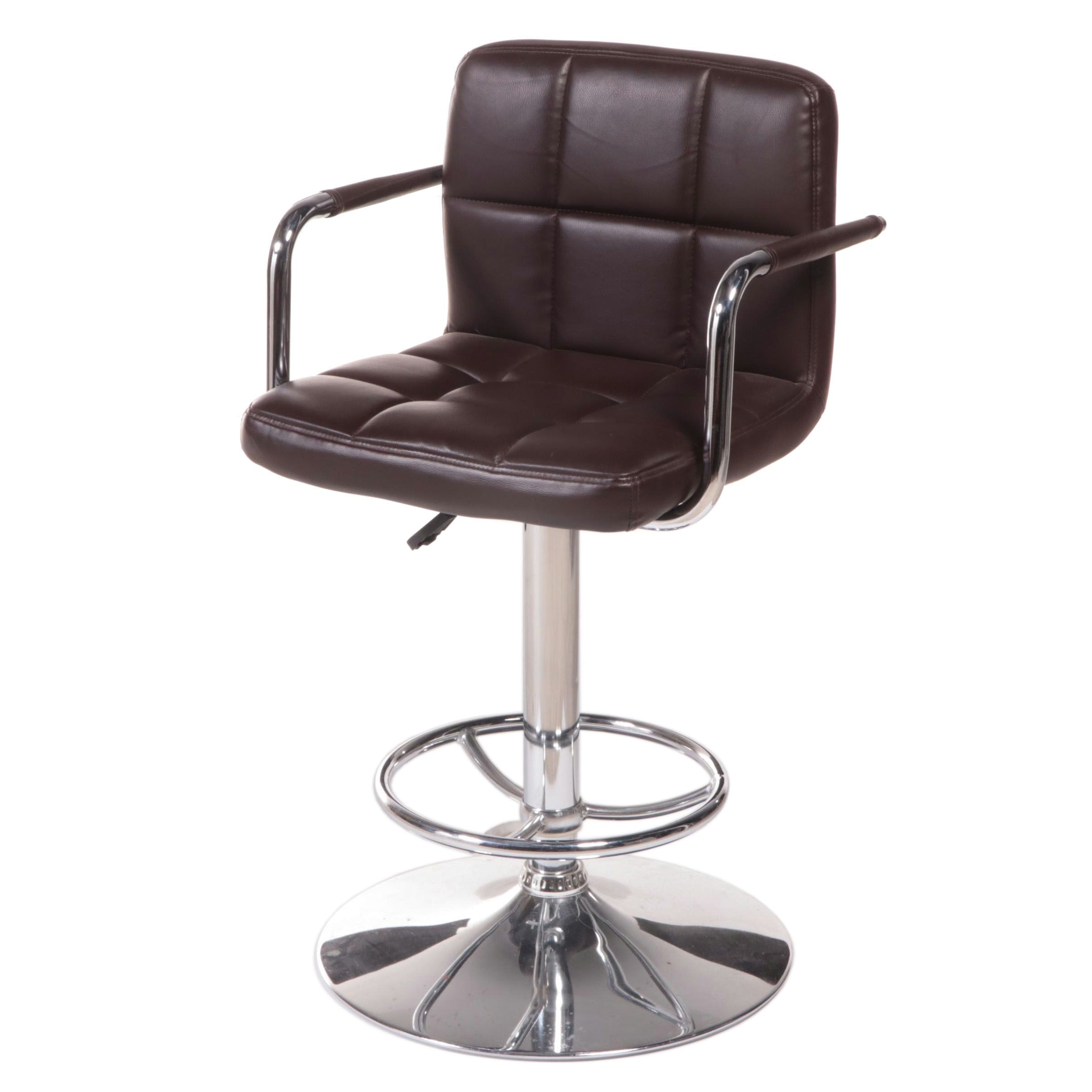 Belnick Inc. Modernist Style Chrome and FauxLeather Adjustable Swivel