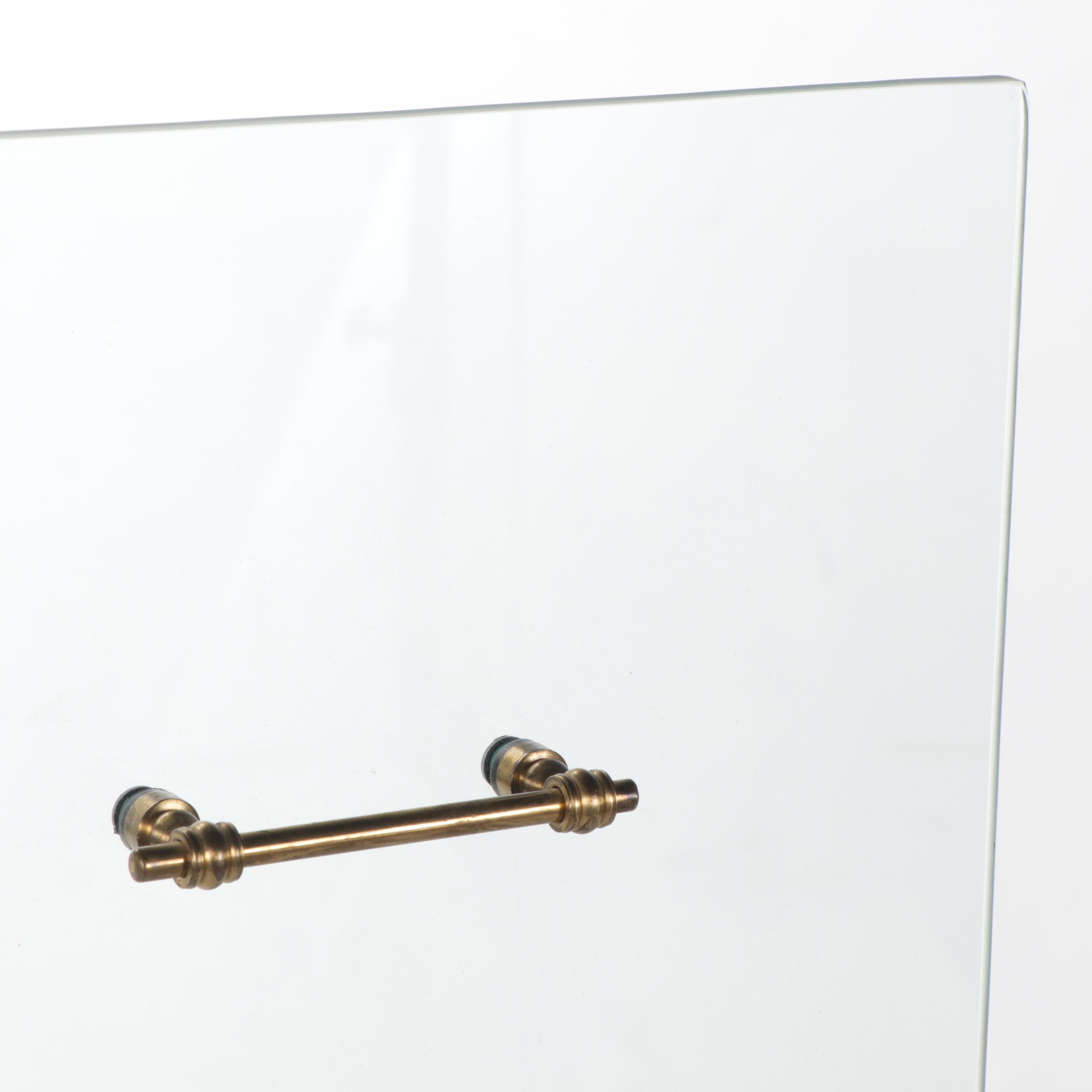 Clear Glass Fireplace Screen with Handles EBTH