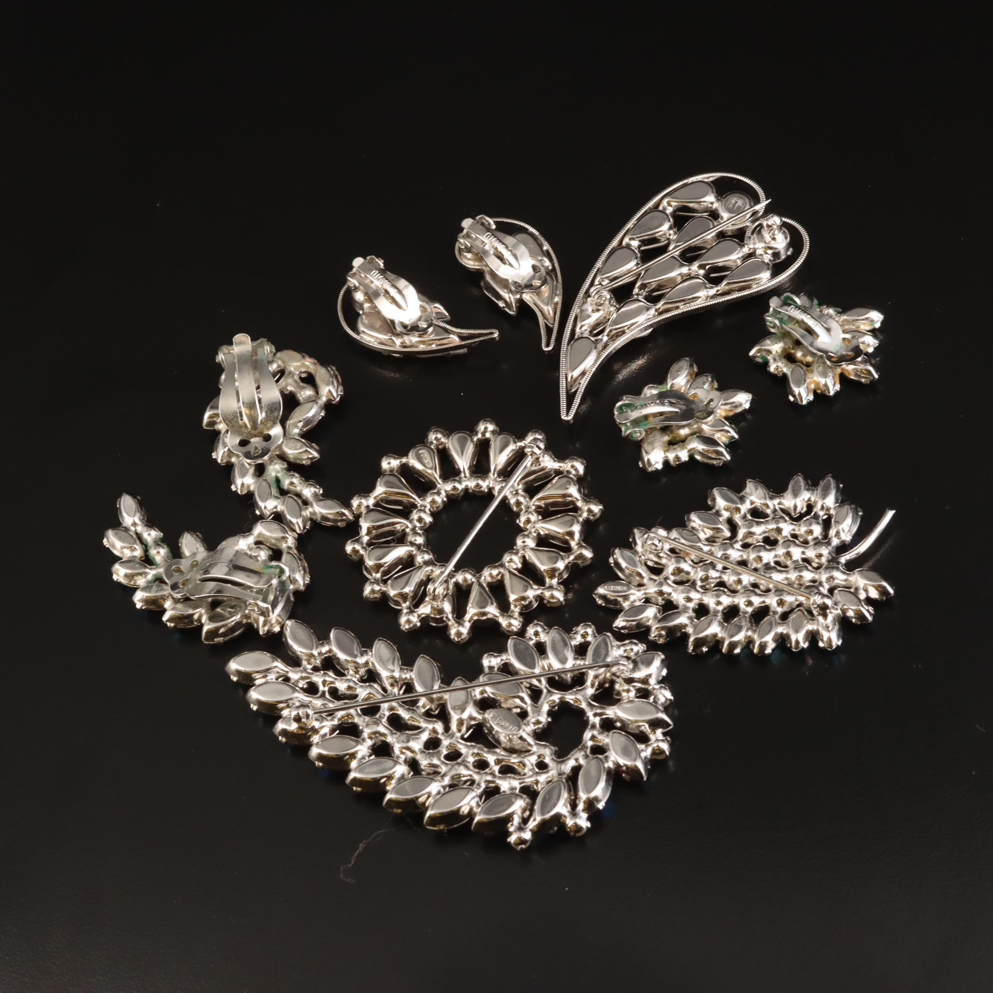 1960s B. David Jewelry Co. Brooches And Earrings Including Aurora ...